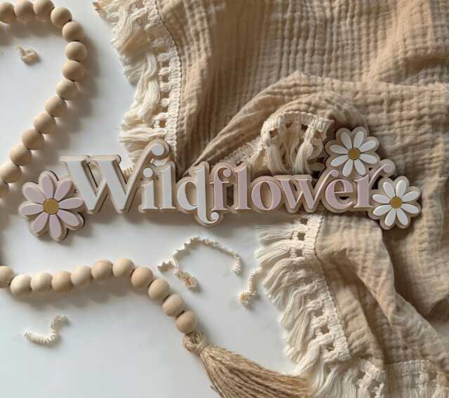 Wildflower Wall Sign - Boho Nursery Decor Girls Room Art- Daisy Art - image 1
