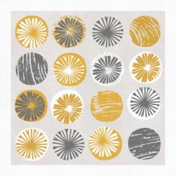 Abstract Poppy Seed Head Print, Botanical Art, Mid Century Style, Mustard Yellow & Grey Wall Decor, Ochre Unframed - thumbnail 3
