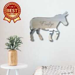 Donkey Large Acrylic Mirror Wall Art - Manys, Plain Or Personalised Engraving - Bespoke Items Made