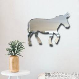 Donkey Large Acrylic Mirror Wall Art - Manys, Plain Or Personalised Engraving - Bespoke Items Made - thumbnail 2