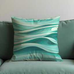 Abstract Teal Cushion Cover, Modern Wave Pattern Pillow Case, Soft Decorative Throw Sofa Accent Home Decor - thumbnail 3