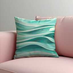 Abstract Teal Cushion Cover, Modern Wave Pattern Pillow Case, Soft Decorative Throw Sofa Accent Home Decor - thumbnail 4
