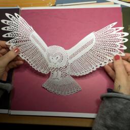 Papercut Owl - Beautiful Detailed Owl Cut From Pearl White Paper - thumbnail 4