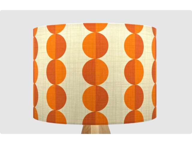 Orange Circles Cream Lampshade, Table Floor Lamp/Ceiling Pendant Small Medium Large 15cm 20cm 25cm 30cm 35cm 40cm Drum Light Shade - image 1