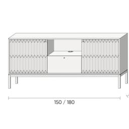Walnut Sideboard, Mid Century Modern Tv Stand, Inlaid Wood Doors - thumbnail 4