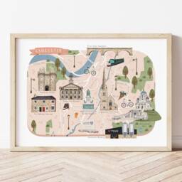 Lancaster Map, Illustrated Map Of Lancaster, Print, Art, Travel, Poster, Gift, Lancashire - thumbnail 1