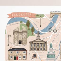 Lancaster Map, Illustrated Map Of Lancaster, Print, Art, Travel, Poster, Gift, Lancashire - thumbnail 3