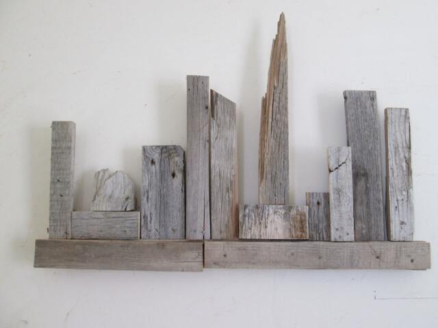 Barnwood Art Abstract City Scape - image 1