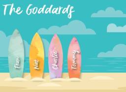 Surf Board Print, Family Gift, A4 Surfing, Sea Lovers, Beach Personalised Surfer Gift For Friends, Present - thumbnail 1
