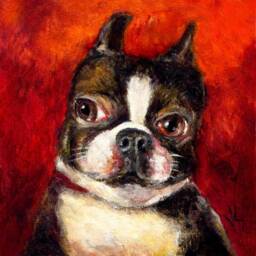 Boston Terrier Art, Pet Portrait, Miniature Dog Art Print, Big Eye, Lowbrow Portrait - thumbnail 1