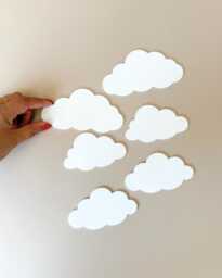 Cloud Nursery Wall Decor, Clouds Kids Room Set Of 6 Shapes, Acrylic Sky Theme Decor - thumbnail 1