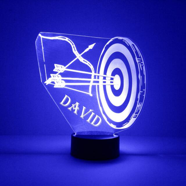 Light Up Bow & Arrow, Custom Engraved Archery Night Light, Personalized Free, 16 Color Options With Remote Control, Table - image 1