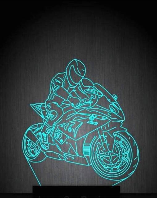 Biker, Bike , Motorcycle , 3D Personalised Smart App Control Night Light Bluetooth, Music, 7&16M Colour Mobile App , Gift Led Lamp - image 1