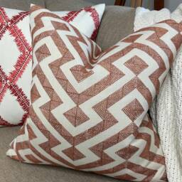 Graphic Cushion Cover, Geometric Pillow Sham John Lewis Meeko Furnishing Fabric, Orange Handmade in UK - thumbnail 4
