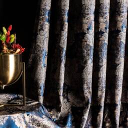 Navy Blue Paisley Curtains Custom Size Drapes - thumbnail 4