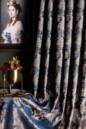 Navy Blue Paisley Curtains Custom Size Drapes