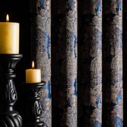 Navy Blue Paisley Curtains Custom Size Drapes - thumbnail 3