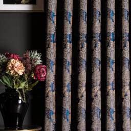 Navy Blue Paisley Curtains Custom Size Drapes - thumbnail 2