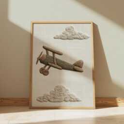 Vintage Airplane Nursery Wall Art Whimsical Plane Kids Room Decor Playroom Soft Neutral Childrens Print Travel Theme - 111 - thumbnail 2