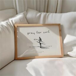 Pray For Surf Poster Coastal Illustration Wall Art Surfing Landscape Horizontal Print - thumbnail 1