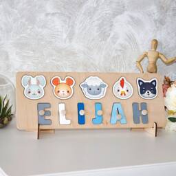 Name Puzzle, Custom Boy Gift, Wooden Toys, Easter Gift For Kids, Personalized First Baby, Montessori Busy Board - thumbnail 3