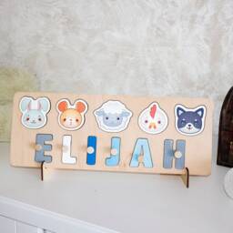 Name Puzzle, Custom Boy Gift, Wooden Toys, Easter Gift For Kids, Personalized First Baby, Montessori Busy Board - thumbnail 2