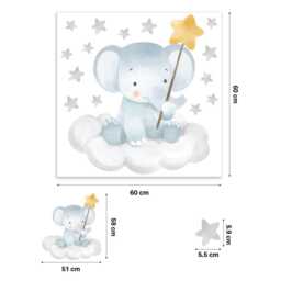 Sweet Elephant On Clouds Nursery Wall Sticker - thumbnail 3
