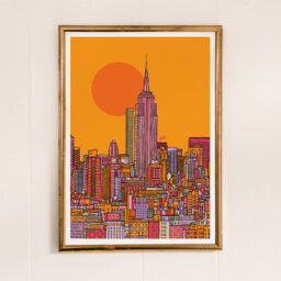 New York Skyline Art Print Empire State Building, Bright Colors - thumbnail 1