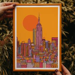 New York Skyline Art Print Empire State Building, Bright Colors - thumbnail 2