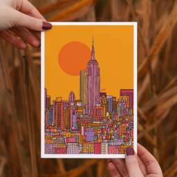 New York Skyline Art Print Empire State Building, Bright Colors - thumbnail 3
