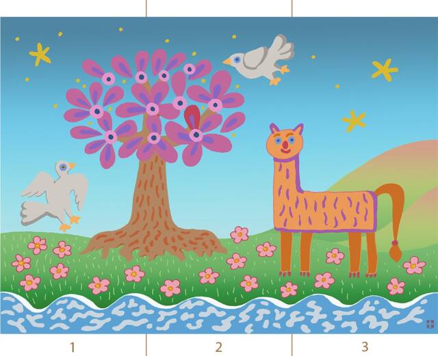 Claire Fontaine Collection Scenic 4. Delightful French Nursery Rhyme Wall Art, Bright Dreamy Radiant Kids Mural, Joyful Colorful Vivid Chic - image 1