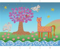 Claire Fontaine Collection Scenic 4. Delightful French Nursery Rhyme Wall Art, Bright Dreamy Radiant Kids Mural, Joyful Colorful Vivid Chic