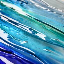 Glass Wall Art Large Ocean Fused Glass Coastal Decor Modern Ocean Waves Beach Bathroom - thumbnail 3