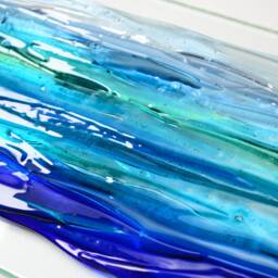 Glass Wall Art Large Ocean Fused Glass Coastal Decor Modern Ocean Waves Beach Bathroom - thumbnail 2