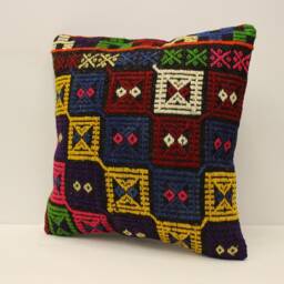 Bolster Pillow Sofa 18x18 Inches 45x45 cm Bohemian Vintage Kilim Cushion Bedding Pillow4Kbf-809 - thumbnail 3