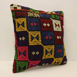 Bolster Pillow Sofa 18x18 Inches 45x45 cm Bohemian Vintage Kilim Cushion Bedding Pillow4Kbf-809 - thumbnail 2