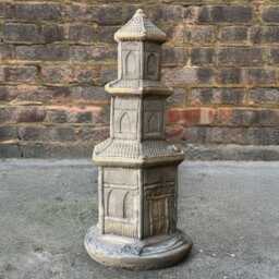 Chinese Stone Pagoda Statue Concrete Temple Sculpture Handmade Lantern Ornament Garden Figurine Outdoor Zen Art Decor - thumbnail 1