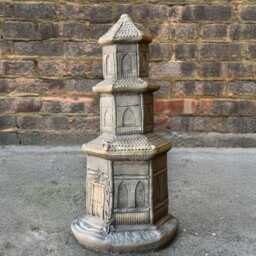 Chinese Stone Pagoda Statue Concrete Temple Sculpture Handmade Lantern Ornament Garden Figurine Outdoor Zen Art Decor - thumbnail 3