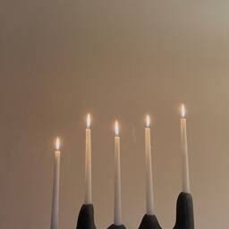Black Ceramic Candle Holder, Asymmetrical Handbuilt Stoneware Sculpture - thumbnail 2