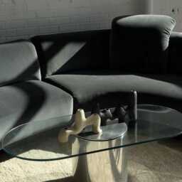 Black Ceramic Candle Holder, Asymmetrical Handbuilt Stoneware Sculpture - thumbnail 4
