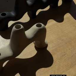 Black Ceramic Candle Holder, Asymmetrical Handbuilt Stoneware Sculpture - thumbnail 3
