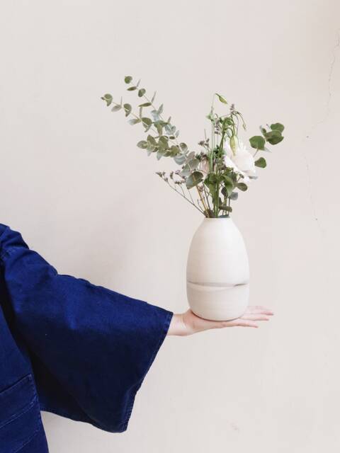 Pottery Vase, Ceramic Vase For Flowers, Modern Gift, White Minimalist Rustic Pottery, Stoneware Unique - image 1