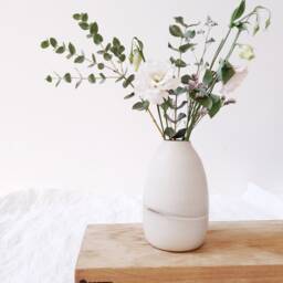 Pottery Vase, Ceramic Vase For Flowers, Modern Gift, White Minimalist Rustic Pottery, Stoneware Unique - thumbnail 2