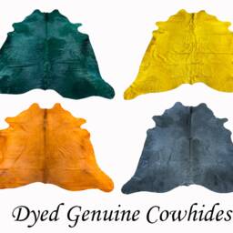 Dyed Cowhide Rug - Genuine Leather, Vibrant Colors - 7 X 6 Ft - thumbnail 2