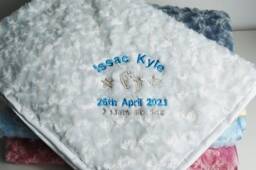 Personalised Baby Blanket Embroidered .this Pretty Rose Bud New Born Boy, Girl Blanket, Keepsake Gift - thumbnail 1