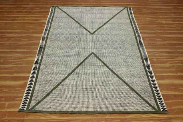 Handmade Green Cotton Rug, Hand Woven Kilim, Home Decor - image 1