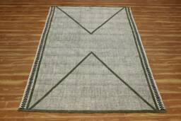 Handmade Green Cotton Rug, Hand Woven Kilim, Home Decor - thumbnail 1