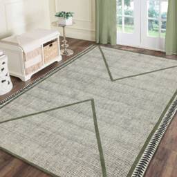 Handmade Green Cotton Rug, Hand Woven Kilim, Home Decor - thumbnail 2