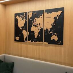 Wooden World Map Wall Art Home Decor, Large Decor Travel Apartment Wood Push Pin New Anniversary Gift - thumbnail 3