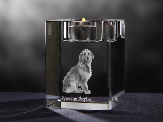 Pyrenean Shepherd, Crystal Candlestick With Dog, Souvenir, Decoration, Limited Edition, Collection - image 1